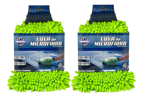 Kit Luva Lava Auto De Micro Fibra C/ Tela Tira Insetos 2 Uni