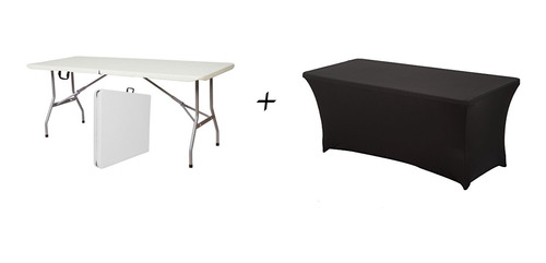 Arriendo De Mesa Plegable 180 X 75 Cms. Con Mantel Spandex