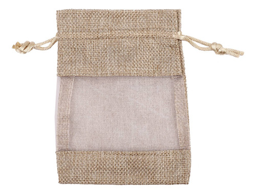 30 Bolsas De Organza De Lino Y Arpillera Con Cordón Para Nav