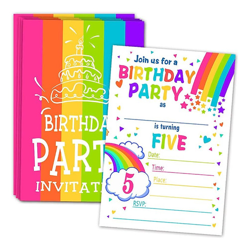 Invitaciones Para Cumpleaños Con Diseño Arco Iris Para El Qu
