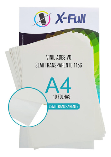 Vinil Adesivo 115g A4 Leitoso Semi Transparente 10fls X-full Cor Semi Transparente Leitoso