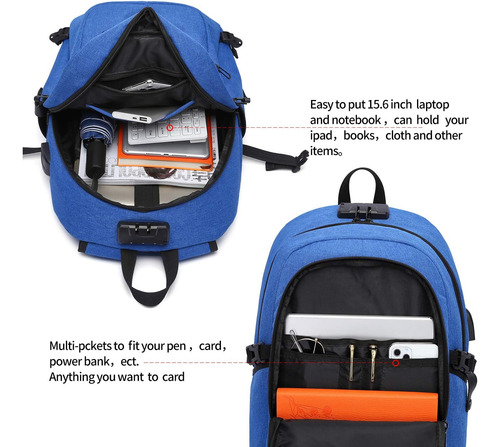 Mochila Estuche Porta Computadora 15,6 Pulgadas | Azul