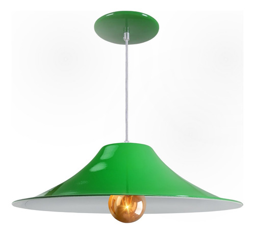Kit 12 Luminária Pendente Chapéu Chinês Verde Int Verde