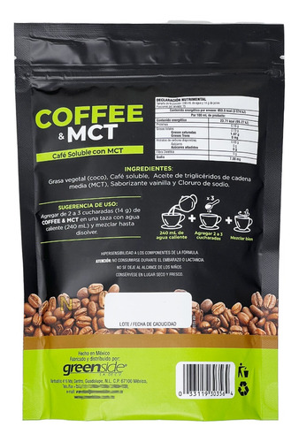 Imagen 2 de 5 de Coffee & Mct (café Arabica Soluble Con Mct) 210 G Greenside