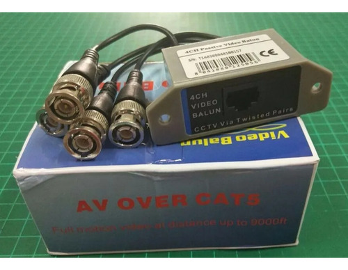 Transceptor 4 Ch Cctv Video Balun Pasivo Bnc Macho A Rj45