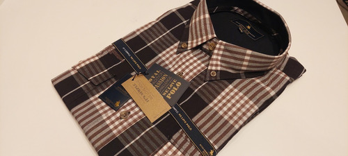 Camisa De Hombre Escoces Doble Bolsillo Polo Club