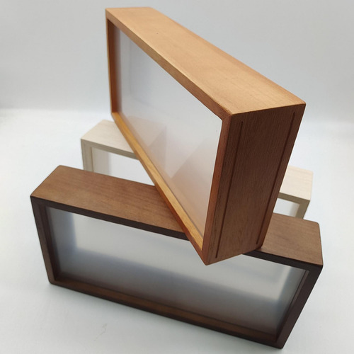 Marco De , Vitrinas De Cajas De Sombras, Color Madera Oscura