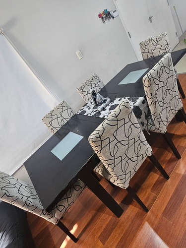 Mesa De Madera 210 X 90cm Mas 6 Sillas Negro Negro (Usado)