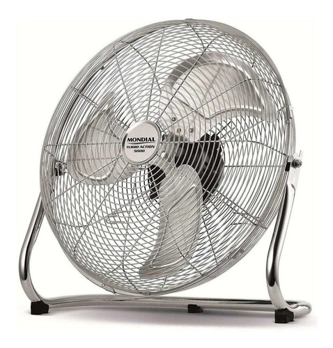 Ventilador de piso Mondial Turbo Action 5000 V-91 cromado com 3 pás cor  cinza, 45 cm de diâmetro 127 V