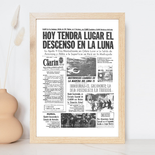 Imagen 3 de 4 de Cuadro 30x40cm Con Tapa Diario Clarín Fecha Día Nacimiento