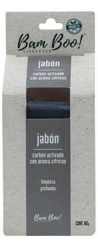 Jabón Carbón Activado Y Cítricos 80 G Bam Boo! Lifestyle