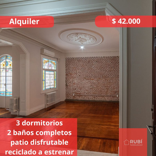 Apartamento En Alquiler De Estilo Reciclado 3 Dorm/ 2 Baños Con Patio