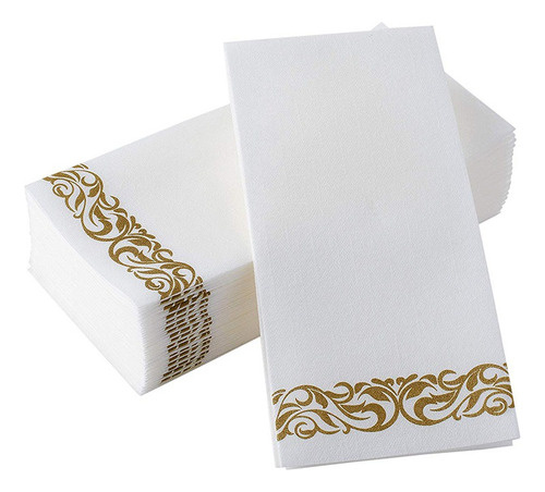 Servilleta Fiesta 3capas Empaquetadas En Blanco Y Oro