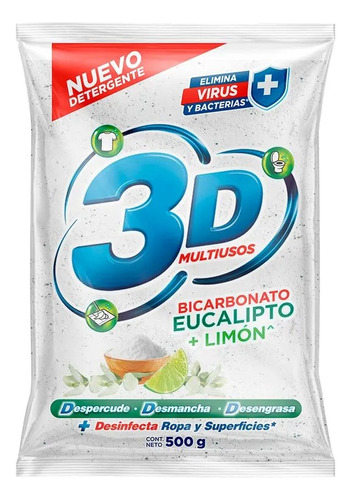 Detergente En Polvo 3d 500 Gr