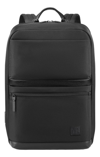 Mochila T-onebag Move Urbana Notebook Bolsillos Reforzada Impermeable Color Negro Diseño De La Tela Liso