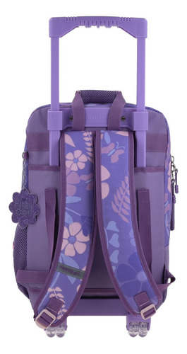 Mochila Grande Con Ruedas Chenson Happy Girl Bagster Niña Violeta Liso