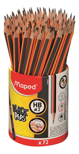 72 Lápices De Grafito Con Goma Maped Hb #2 Black Peps