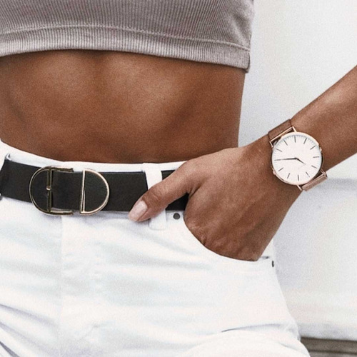 Reloj Mujer Sumergible Pulsera De Vestir Acero Cuero Abaco