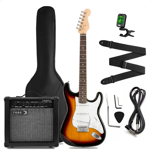 Combo Guitarra Electrica Rock + Ampli 25w + Accesorios Color Sunburst Orientación De La Mano Diestro