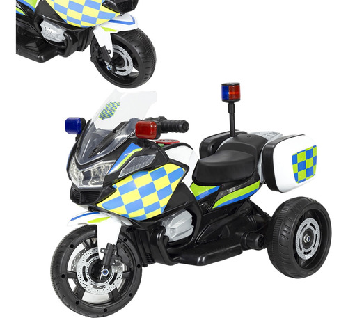 Mini Moto, Triciclo Infantil, Elétrico, Brinquedo - Policia Cor Preto/Branco Voltagem do carregador 110V/220V