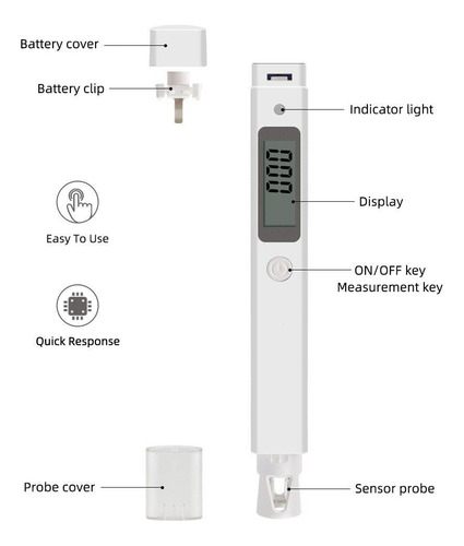 Medidor Tester Digital Calidad Agua | Toc Cod Tds Temp