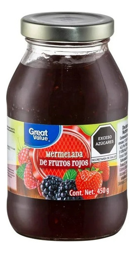 5 Pzas Mermelada Great Value Frutos Rojos 450 G