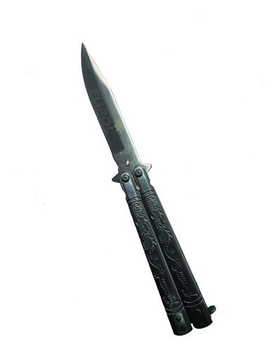 Navaja Cuchillo Tactico Estilete Mariposa Negro Plata