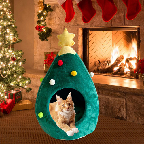 . Nido Para Gatos Semicerrado Con Forma De Árbol De Navidad