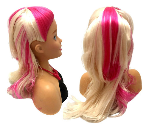 Cabeça Busto Boneca Barbie Cabelos Para Pentear E Arrumar Styling Hair - Acompanha Acessórios - Salão De Beleza Profissões Quero Ser Cabeleireira - Pupee Brinquedos