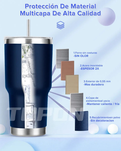 6.01vaso Térmico Portátil De Acero Inoxidable 30oz Con