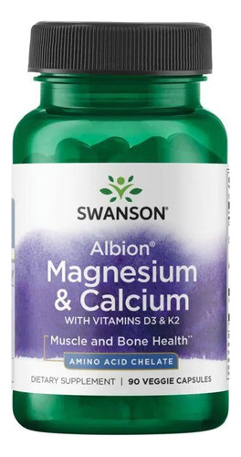 Magnesio Y Calcio + Vit D3 Y K2 90 Veggie Caps Swanson Sabor Sin Sabor