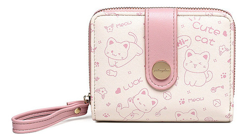 Minicartera Kawaii Con Estampado De Gatos Para Niñas, A La M