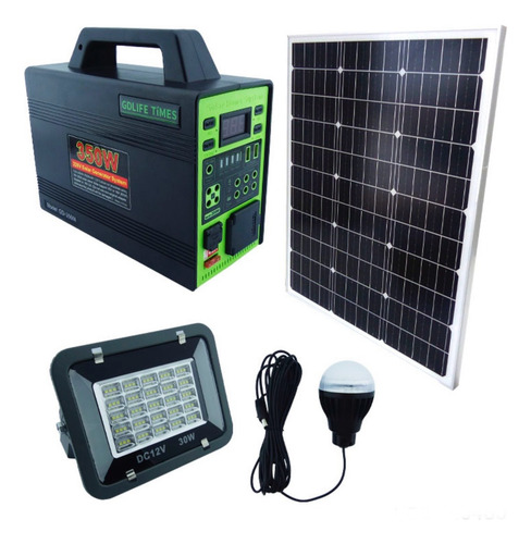 Generador Gd-350m 350 W C/ Proyector Led Y Panel Solar
