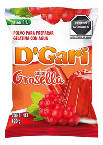Dgari® 3 Gelatinas De Agua Sabor Grosella Rinde Un Litro Wow
