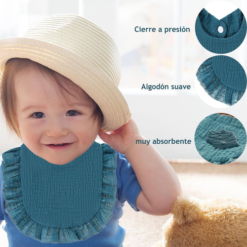 Baberos De Algodón Para Bebé 5 Piezas Suaves Y Absorbentes