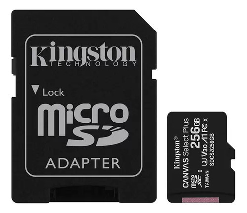 Tarjeta de memoria microSD Kingston de 256 GB, 100 mb, E Adap