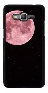 Funda Para Samsung Galaxy Luna Llena Rosa Fondo Negro