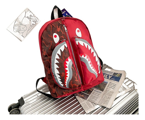 Mochila Estudiante Graffiti Shark Bape, Mochila Escolar