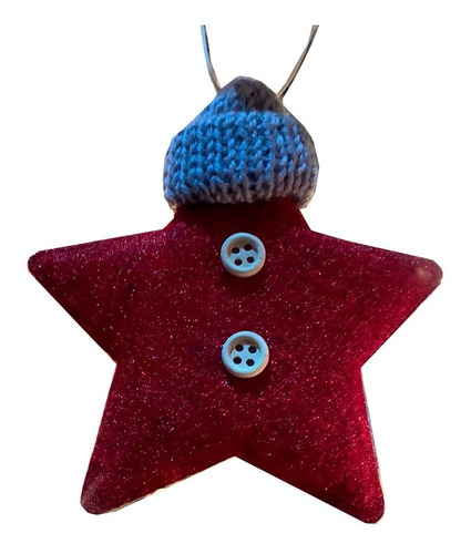 Esfera De Navidad - Estrella Con Gorrito Navideño - 1 Pieza