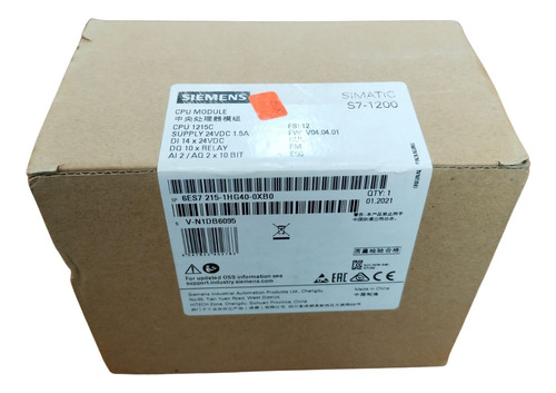 Siemens 6es7 215-1hg40-0xb0 S7-1200, Cpu 1215c, Compact Cpu,