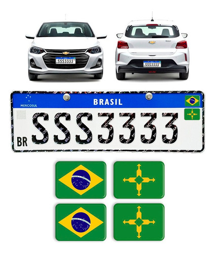 Adesivos Bandeira Brasil E Distrito Federal Placa Nova Carro