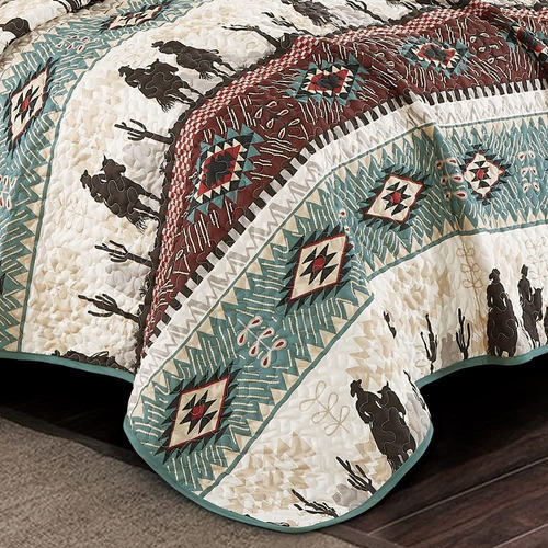 Jaba/wpm Western Teal/beige/burgundy Cowboy Desert Southwest