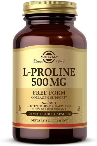 L-prolina 500 Mg Solgar 100 Capsulas Vegetales