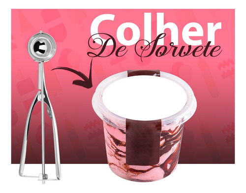 Imagem 3 de 7 de Colher Concha Sorvete Ejetor Manual 123útil Original Pequeno