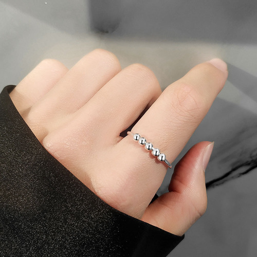 Imagen 3 de 3 de Anillo De Plata 925 Antiansiedad Estres Con Cuentas