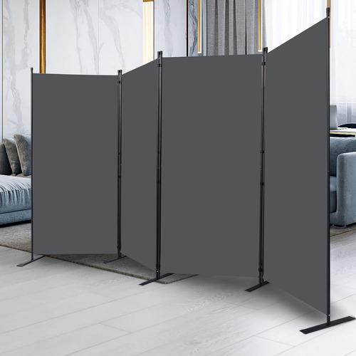 Divisor De Habitación 4 Paneles Plegables De Privacidad Gris