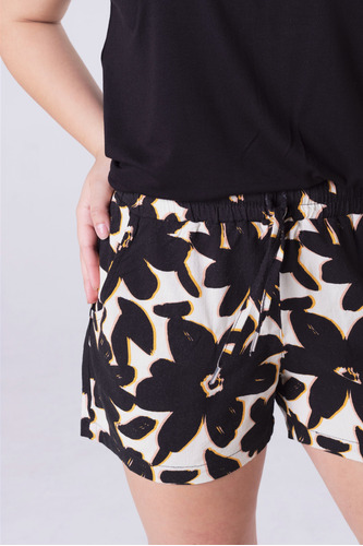 Short De Lino Con Spandex Estampado Manipura