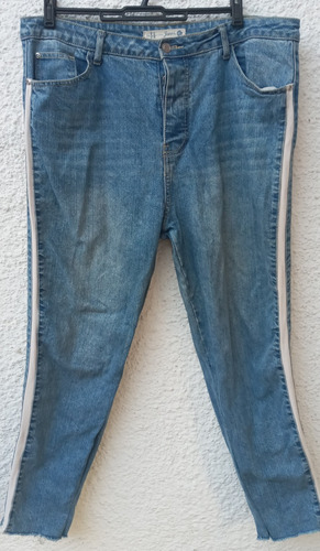 Pantalón Jean Azul C/vira Blanca Indian Talle 46.