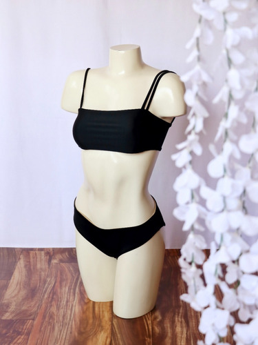 Traje De Baño De Mujer De 2 Piezas (top Y Bottom Negro)
