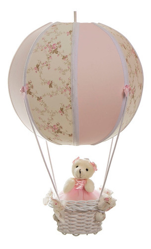 Lustre Balão Bolinha Ursa Rosa Quarto Bebê Infantil Menina